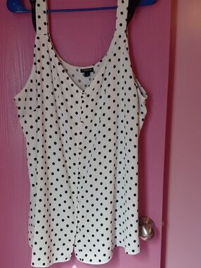 torrid White with Black Polka Dot Button-Front Cami